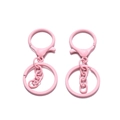 Dettagli del portachiavi in metallo rosa con chiusura a moschettone, catena e anello - Rosa