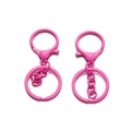 Dettaglio del moschettone in metallo rosa opaco e anello piatto per portachiavi fai-da-te - Rosa Rosso