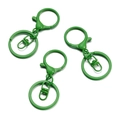 Close-up of bright green lacquered lobster clasps and key rings set in 3 pieces - 30x68mm / Dark Green