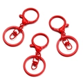 Tre moschettoni in lega laccata rossa con anelli piatti e girelle a 360 gradi - 30x68mm 5 Pezzi/Confezione / Rosso