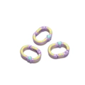 Lot de trois mousquetons ovales violets en métal avec cœur vert pour bijoux DIY - Style Violet Peint à la Main