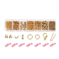 Kit de joyería DIY dorado con cierres de langosta y anillas en caja organizadora de 7 rejillas - Juego de cierres de langosta (KT0098) / Pack de 7 Ranuras / Dorado