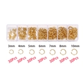 Detailansicht goldener DIY-Schmuck-Biegeringe-Set in 7 Größen in einer Aufbewahrungsbox - Biegering-Set (KT0098) / 7-Slot Packung / Gold
