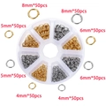Bastelset für Schmuck mit goldenen und silbernen Biegeringen in einer Sortierbox - Flachring-Set (KT0098) / 8 Fächer / Gold/Stahl