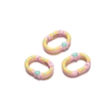 Anneau ovale de 28mm rose en forme de cœur avec pois verts pour bijoux DIY - Style Rose Peint à la Main
