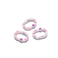 Boucles à ressort ovales blanches avec textures roses et cœurs violets pour bijoux DIY - Style Blanc Peint à la Main
