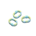 Lot de trois mousquetons en forme de cœur bleu clair avec des points jaunes - Style Bleu Peint à la Main
