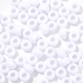 Macro shot of glossy white acrylic pony beads with large holes for DIY jewelry making - 100 Pieces/Pack (6x9mm) / White