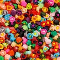 Vista macro de flores de rosa de resina de 6mm para nail art y proyectos de bricolaje - Paquete de 100 / Estilo 01 Flor 6mm
