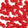 Macro detail of glossy red acrylic large hole pony beads for DIY jewelry making - 100 Pieces/Pack (6x9mm) / Red