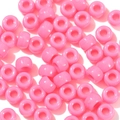 Macro shot of smooth pink acrylic pony beads with large holes for DIY jewelry making - 100 Pieces/Pack (6x9mm) / Pink