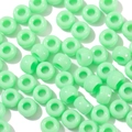 Close-up of mint green acrylic barrel beads with a glossy finish for DIY jewelry crafts - 100 Pieces/Pack (6x9mm) / Light Green