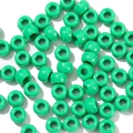 Macro shot of green acrylic barrel pony beads with large holes for DIY jewelry - 100 Pieces/Pack (6x9mm) / Green