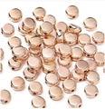 Polished rose gold CCB spacer beads with center holes for DIY jewelry making - Flat Round / 100pcs Pack / Rose Gold