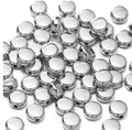 Pile of bright silver CCB round spacer beads with holes for DIY jewelry making - Flat Round / 100pcs Pack / White K/Silver