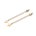 Golden 7cm stainless steel extension chain with lobster clasp and square charm for DIY jewelry - 2 Pcs/Set / Silver Rhombus Style