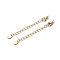 Two golden stainless steel extender chains with lobster clasps and teardrop pendants - 2 Pcs/Set / Silver Waterdrop Style