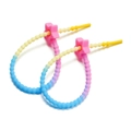 Detail of gradient silicone straps with star adjustment buckles for baby pacifiers - Deep Pink