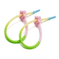 Macro detail of gradient macaron silicone ties with star buckles for bags and cables - Pink 1