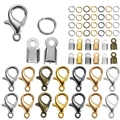 DIY jewelry making kit featuring lobster clasps and jump rings in various metal finishes - 80-Piece Set (Lobster Clasp 12*6mm / Jump Ring 0.7*5mm / End Cap 3.5mm) / Multicolor