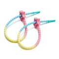 Macro detail of gradient star silicone cable ties with colorful beaded texture - Pink 3