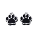 Detailed view of silver and black bear paw charms for jewelry and DIY crafting - Pack of 2 (14.5*16mm) / Black