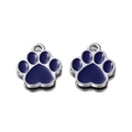 Detail of silver plated bear paw alloy pendants with deep blue enamel and hanging loops - Pack of 2 (14.5*16mm) / Dark Blue
