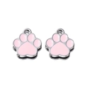 Macro detail of alloy bear paw pendants with pink drip oil and silver plating - Pack of 2 (14.5*16mm) / Pink