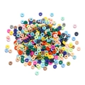 Vue détaillée de perles heishi colorées en pâte polymère de 6mm pour bijoux DIY - 350 Pcs/Paquet (6mm/2mm Trou) / Couleurs Mélangées Aléatoires