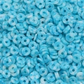 Vista macro di perline heishi in argilla marmorizzata blu e bianca da 6 mm per gioielli - 350 Pezzi 1 Confezione (Diametro 6mm/Apertura 2mm) Circa 15.5g / Blu Bianco
