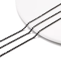 Close-up of black rhinestone claw chain with 2mm crystals for DIY jewelry crafts - 2.0mm (1m/Pack) / Black base Black