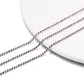 Detail view of 2mm purple crystal rhinestone claw chain with polished silver metal setting - 2.0mm (1m/Pack) / Silver Base Crystal Purple