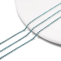 Close-up of 2mm blue crystal rhinestone chain with silver claw setting for DIY jewelry - 2.0mm (1m/Pack) / Silver Base Lake Blue