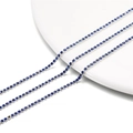 Detailed view of 2mm silver-plated claw chain with dense deep blue rhinestones - 2.0mm (1m/Pack) / Silver Base Light Blue