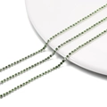 Close-up of 2mm green crystal rhinestone claw chains with silver base for DIY crafts - 2.0mm (1m/Pack) / Silver Base Light Green