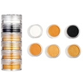 Detailed view of 6-color pearlescent nail glitter powders in stackable clear jars - Group F (Connected) / 30*77.5mm