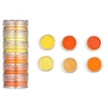 Detailed view of 6-color stacked warm-tone pearlescent pigment jars for DIY nail art - Group G (Connected) / 30*77.5mm