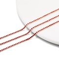 Close-up of 2mm silver-plated chain with densely set red rhinestones for DIY crafts - 2.0mm (1m/Pack) / Silver Base Orange Red