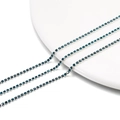 Close-up of triple-row blue rhinestone cup chain with silver-tone metal setting - 2.0mm (1m/Pack) / Silver with Peacock Blue
