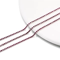 Detailed close-up of 2mm purple rhinestone tennis chain with silver metal claw setting - 2.0mm (1m/Pack) / Silver Base Rose Red (Genuine)