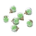 Detail of luminous glass globe pendants with green fillers and champagne gold metal caps - 5 Pieces/Pack (16x21.5mm) / Green
