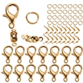 Detailed set of gold lobster clasps, open jump rings and fold-over cord ends for DIY jewelry - 60Pcs Set / KC Gold