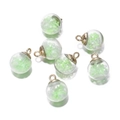 Luminous glass ball pendants with star sequins and golden caps for DIY jewelry making - 5 Pieces/Pack (16x21.5mm) / Lake Green