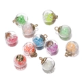 Close-up of colorful luminous glass ball pendants with gold caps for DIY jewelry - 5 Pieces/Pack (16x21.5mm) / Random Mixed Colors