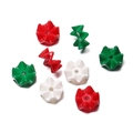 Star-shaped acrylic wavy beads in red, green, and white for DIY Christmas jewelry crafts - 4 Pieces Per Pack / Wavy Shape 01