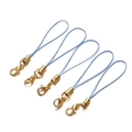Detail of five light blue DIY phone lanyards with golden lobster clasps on white background - 50 Pieces Pack / Light Blue