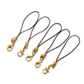 Close-up of DIY dark brown lanyards with golden lobster clasps for doll accessories - 50 Pieces Pack / Coffee