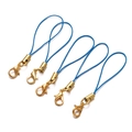 Detail view of blue braided lanyards with gold-plated lobster clasps for DIY accessories - Dark Blue