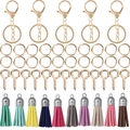 Kit DIY porte-clés avec fermoirs homard dorés et pompons colorés en suédine - 65 Pcs/Paquet / Set Porte-clés Gland Style Chaîne Or KC