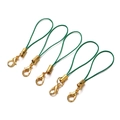 Detail of five dark green phone lanyards with golden lobster clasps and metal rings - Dark Green